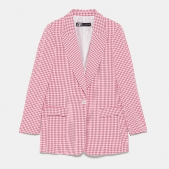 Zara Pink Gingham Blazer - Picture 1 of 8